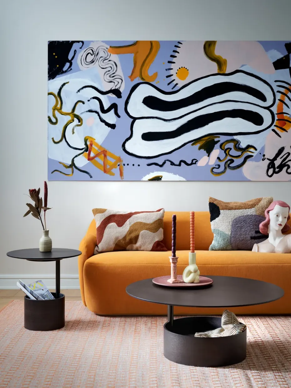 Mesa de centro Parasol L Ø90 cm, Dark stained oak