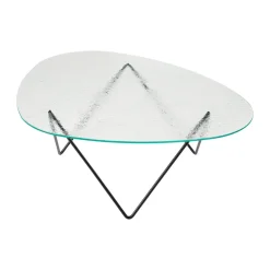 Mesa de centro Pedrera, Negro semimate - vidrio estructurado transparente