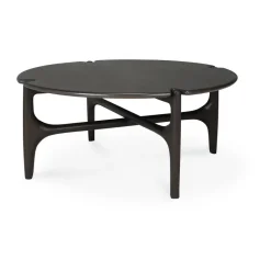 Mesa de centro PI Ø80 cm, Lackad mahogny