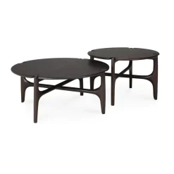 Mesa de centro PI Ø80 cm, Lackad mahogny