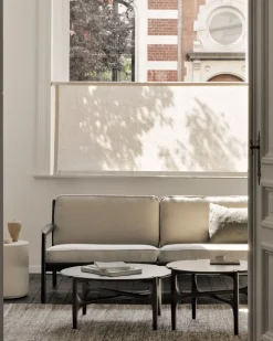 Mesa de centro PI Ø80 cm, Lackad mahogny