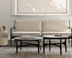 Mesa de centro PI Ø80 cm, Lackad mahogny