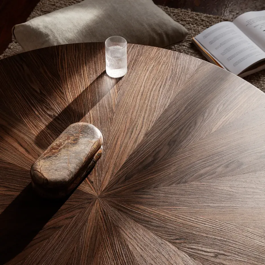 Mesa de centro Post, Oak smoked, small, lines