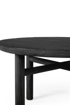 Mesa de centro Quatro outdoor teca lacado negro, Ø95 cm
