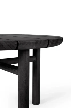 Mesa de centro Quatro outdoor teca lacado negro, Ø95 cm