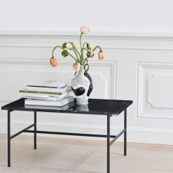 Mesa de centro Rebar 80x49x40,5 cm, Black marble-black