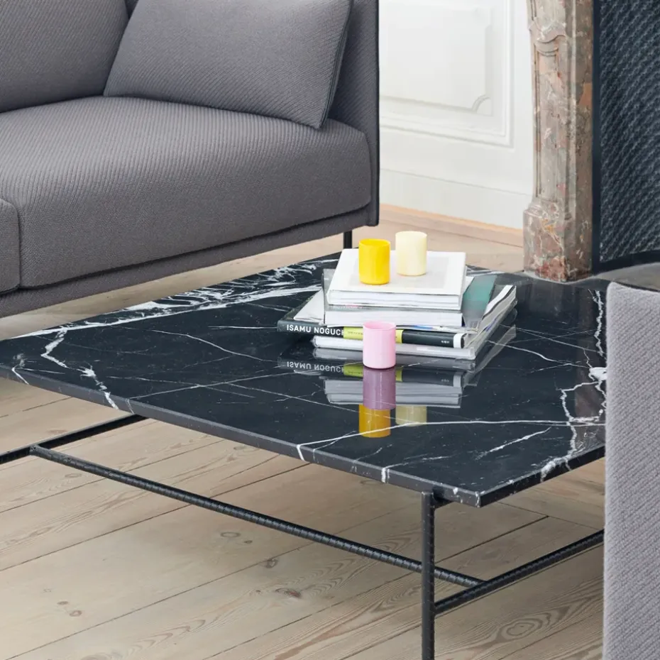 Mesa de centro Rebar 80x49x40,5 cm, Black marble-black