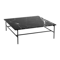 Mesa de centro Rebar 100x104x33 cm, Mármol negro–estructura negra