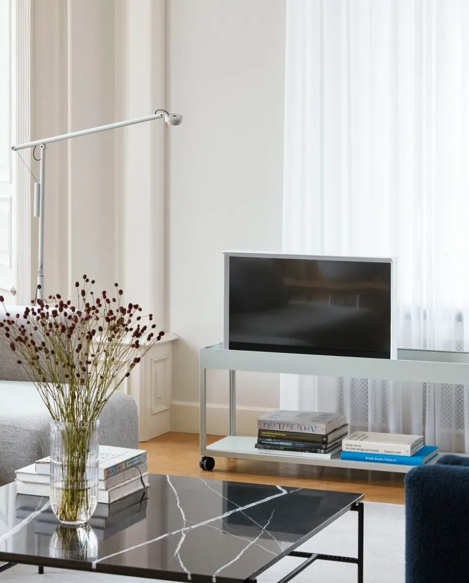 Mesa de centro Rebar 100x104x33 cm, Mármol negro–estructura negra