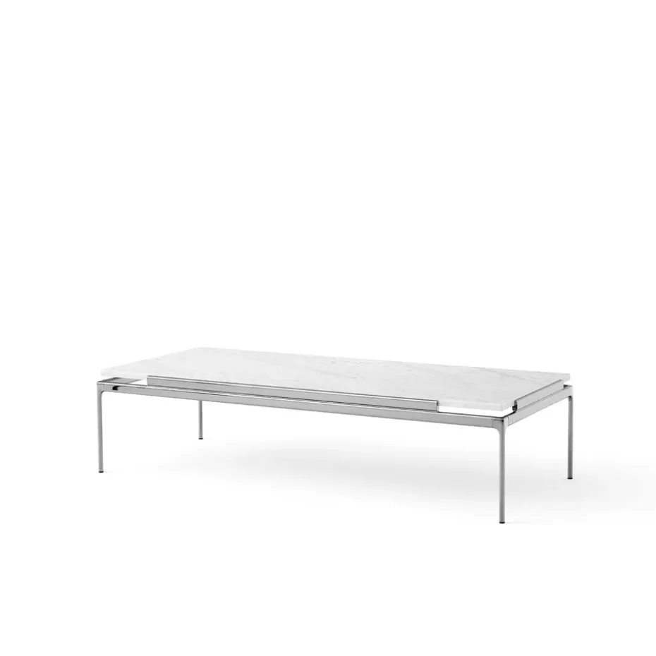 Mesa de centro Sett LN12, Bianco carrara-dark chrome