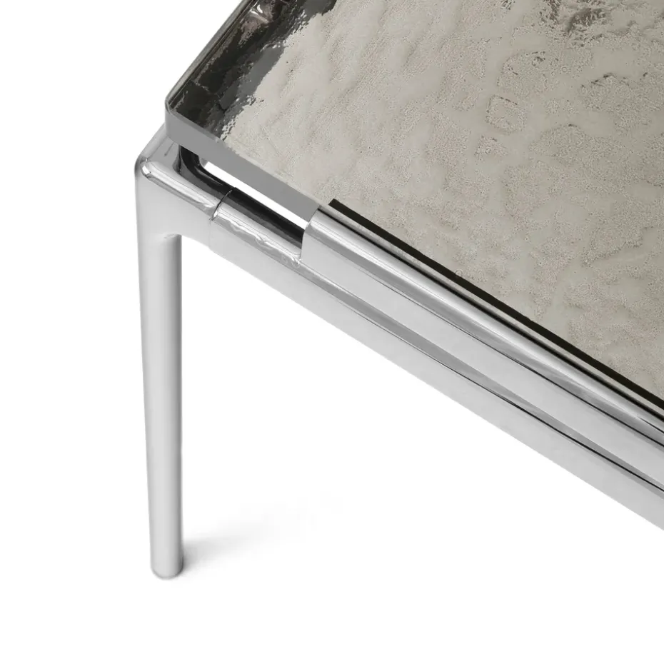 Mesa de centro Sett LN12, Smoked cast glass-dark chrome