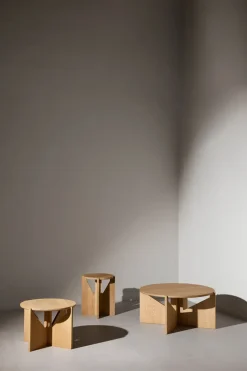 Mesa de centro Simple XL Ø78 cm, Roble con lacado en tono cálido