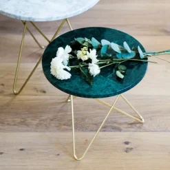 Mesa de centro Tall Mini O Table, mármol verde, acero inoxidable