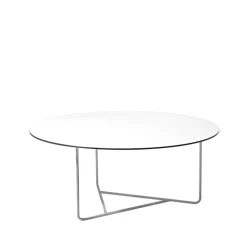 Mesa de centro Tellus, Blanco, base de cromo, h41 d100