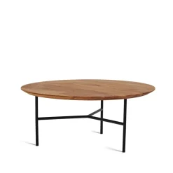 Mesa de centro Tribeca, Roble rústico aceitado, patas negras, ø80