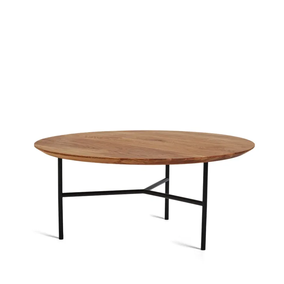 Mesa de centro Tribeca, Roble rústico aceitado, patas negras, ø80