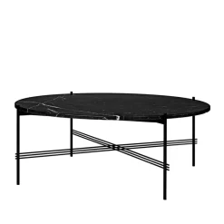 Mesa de centro TS Round, Black marquina marble, ø105, base negra