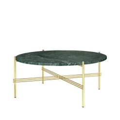 Mesa de centro TS Round, Green guatemala marble, ø80, patas de latón