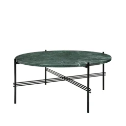 Mesa de centro TS Round, Green guatemala marble, ø80, base negra