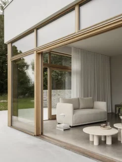 Mesa de centro Volos L, Ø75 cm, Travertino