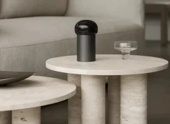 Mesa de centro Volos L, Ø75 cm, Travertino