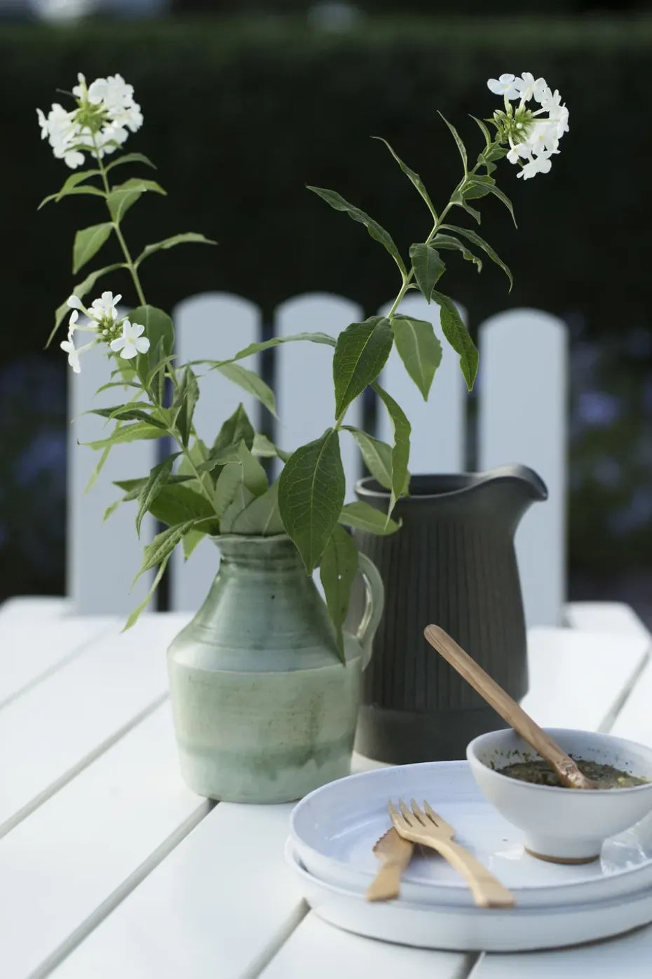 Mesa de comedor 9A, Roble lacado en blanco Ø100 cm