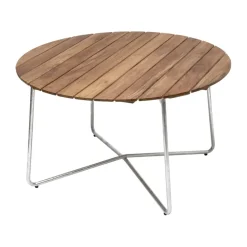 Mesa de comedor 9A, Teak-estructura galvanizada en caliente Ø120 cm
