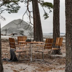 Mesa de comedor 9A, Teak-estructura galvanizada en caliente Ø120 cm