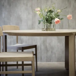 Mesa de comedor Amor redonda, Roble con aceite duro de cera blanco