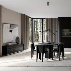 Mesa de comedor Arc Ø120 cm, Coffee black roble