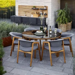 Mesa de comedor Aspect redonda, Travertine