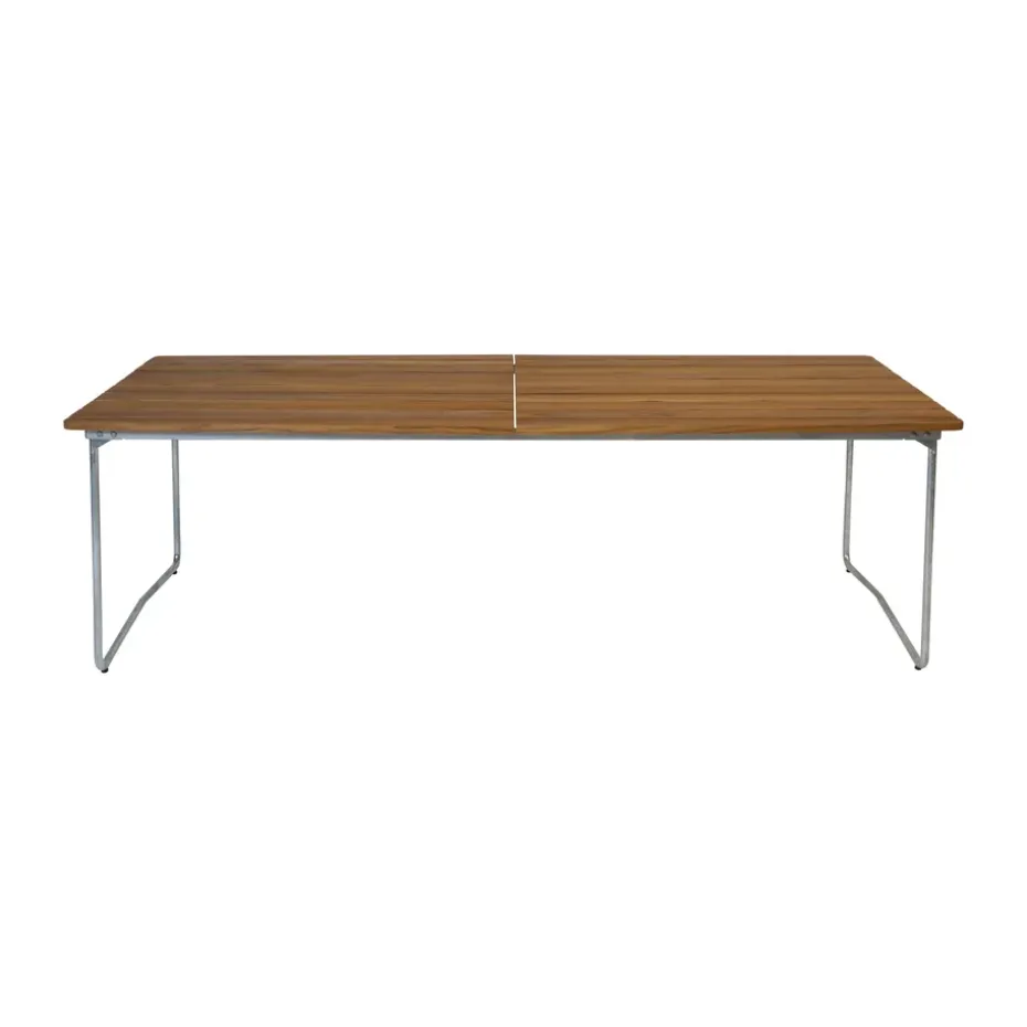 Mesa de comedor B31, Teca sin tratar - patas galvanizadas