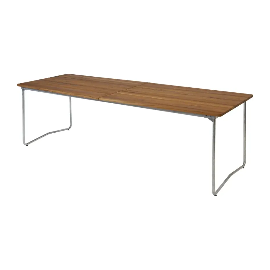 Mesa de comedor B31, Teca sin tratar - patas galvanizadas