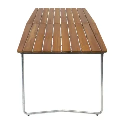 Mesa de comedor B31, Teca sin tratar - patas galvanizadas