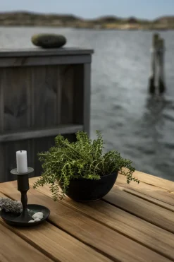 Mesa de comedor B31, Teca sin tratar - patas galvanizadas