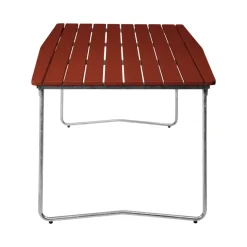 Mesa de comedor B31, 170x92 cm, roble teñido Dark red-lacado-acero galvanizado