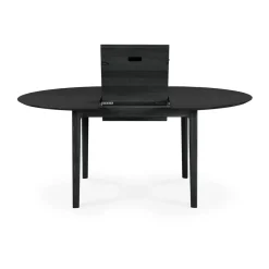 Mesa de comedor Bok ovalada 129/179x100x76 cm, Roble teñido negro