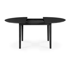 Mesa de comedor Bok ovalada 129/179x100x76 cm, Roble teñido negro