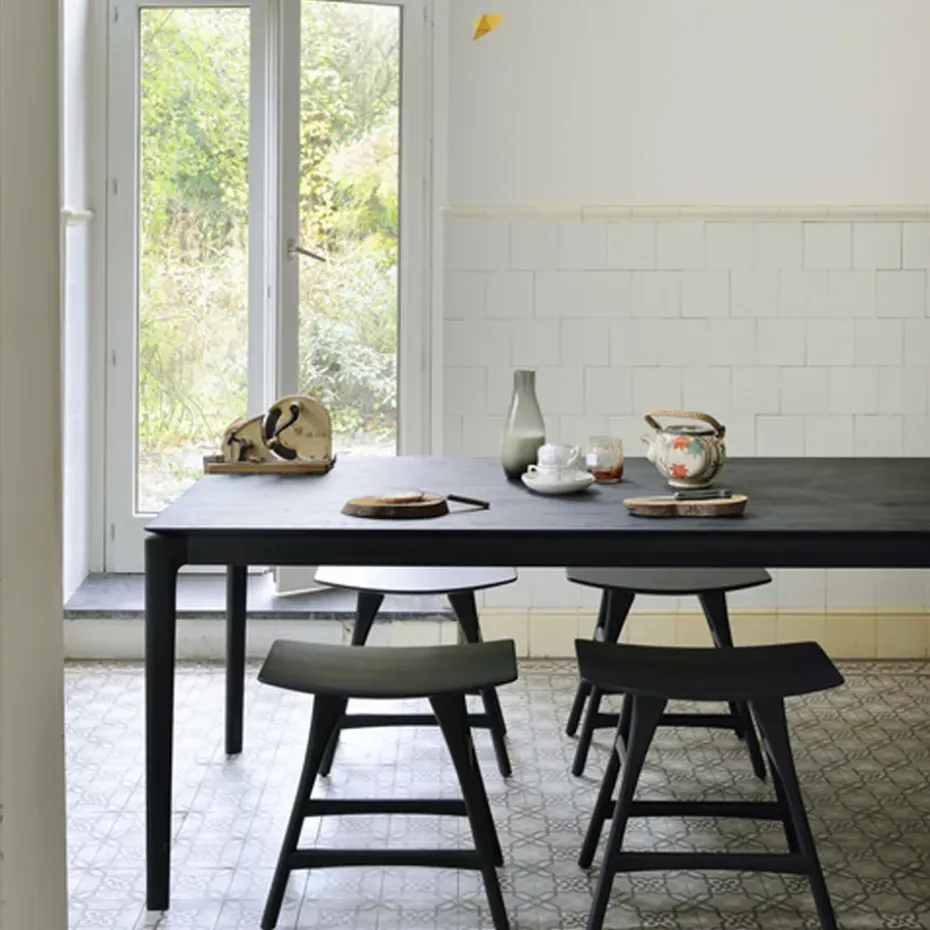 Mesa de comedor Bok 220x95 cm, Roble teñido negro