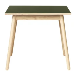 Mesa de comedor C35A 82x82 cm, Linóleo oliva-roble natural con barniz al agua