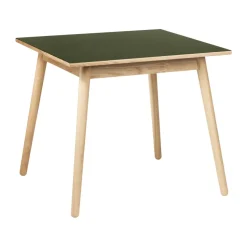 Mesa de comedor C35A 82x82 cm, Linóleo oliva-roble natural con barniz al agua