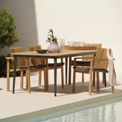 Mesa de comedor Core teca 210x100x74 cm, Soprte taupe