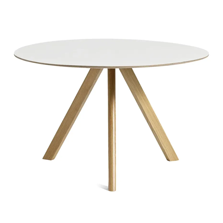 Mesa de comedor CPH20 2.0, Ø120 cm, White laminate-roble lacado