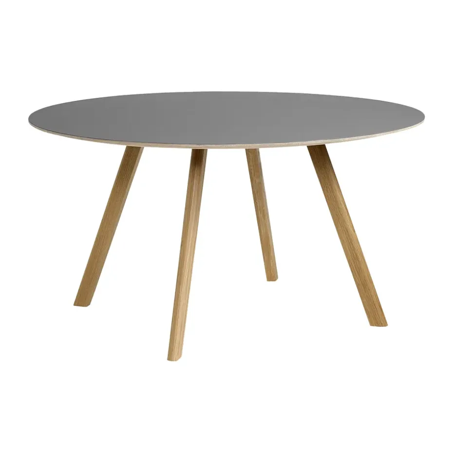 Mesa de comedor CPH25 2.0, Ø140 cm, Grey linoleum-roble lacado