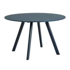 Mesa de comedor CPH25 2.0, Ø120 cm, Smokey blue linoleum-Deep blue