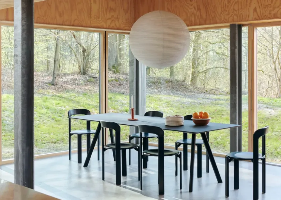 Mesa de comedor CPH30 2.0, 90x200 cm, Linóleo negro–roble negro