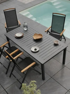 Mesa de comedor extensible Lomma, Anthracite 194-312 cm