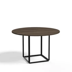 Mesa de comedor Florence redonda, nogal, ø120 cm, soporte negro