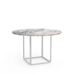 Mesa de comedor Florence redonda, mármol viola blanco, ø120 cm, soporte blanco
