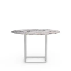 Mesa de comedor Florence redonda, mármol viola blanco, ø120 cm, soporte blanco